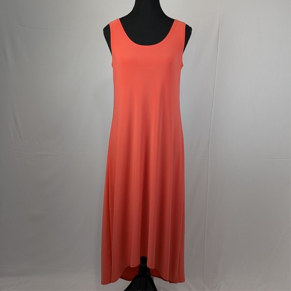 Sympli Women's 10 Papaya Matte Jersey 2-Piece High-Low Maxi Dress & Crop Top - Picture 4 of 16